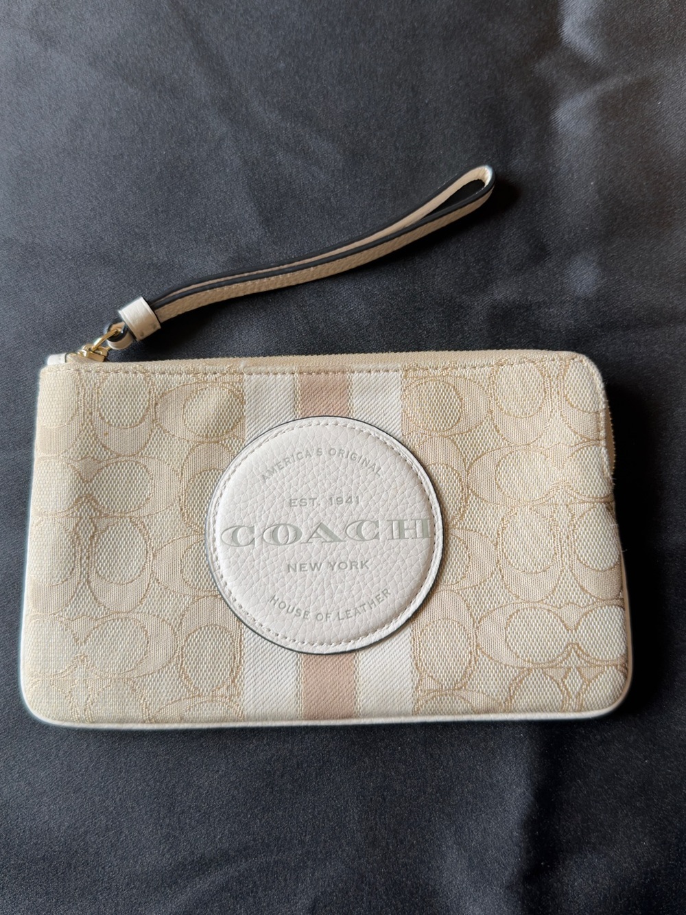 Coach Beige and Cream Signature Wristlet